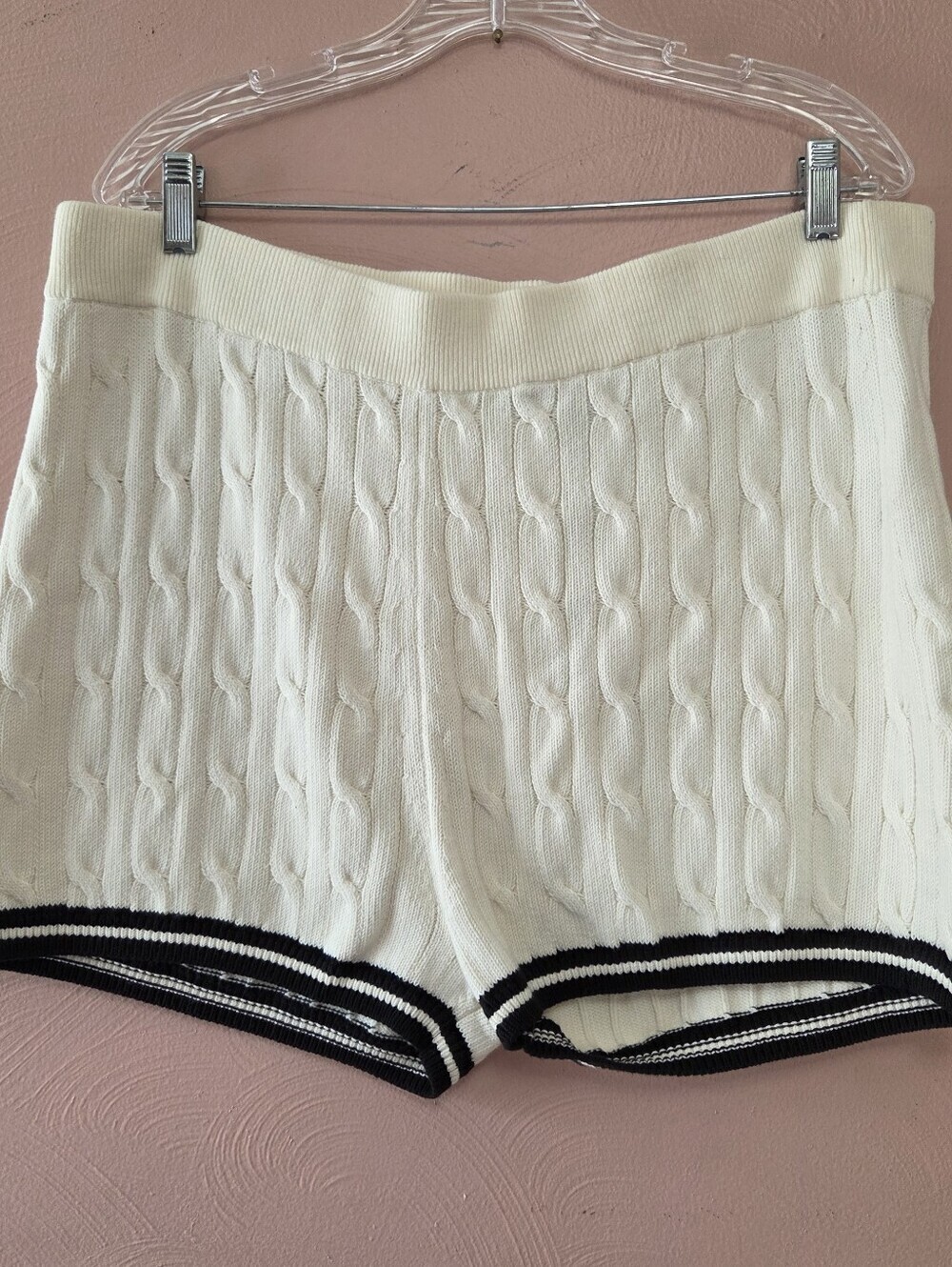POLO RALPH LAUREN NWT Cricket Cable Knit Cotton Blend Shorts Cream Black - Picture 4 of 9